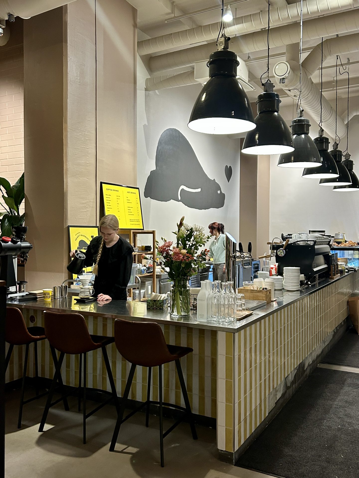 Situation inside a cafe bar